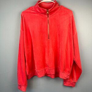 Avia Pink Velvet Velour 1/4 Zip Pullover Size 16-18 Mean Girls Mom‎